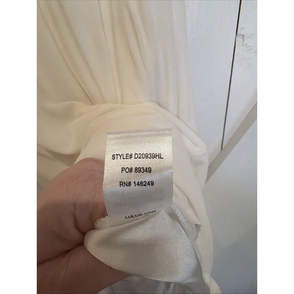 NWT Lulu's Forever and Always White Nude Lace Maxi Dress Bridal Gown Wedding L - Picture 7 of 10